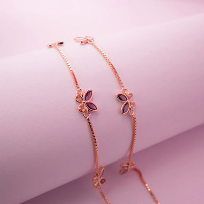 Amethyst Butterfly Anklet
