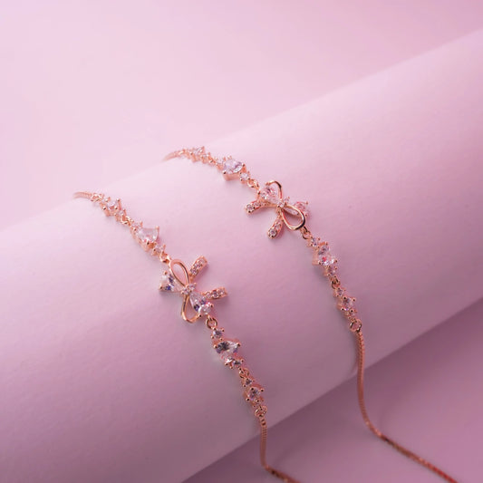 Crystal Bow Charm Anklet