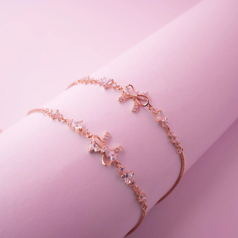 Crystal Bow Charm Anklet