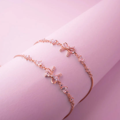 Crystal Bow Charm Anklet