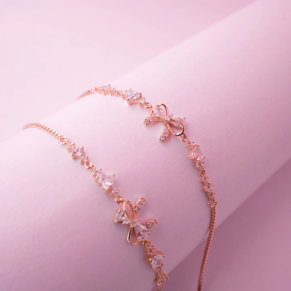 Crystal Bow Charm Anklet