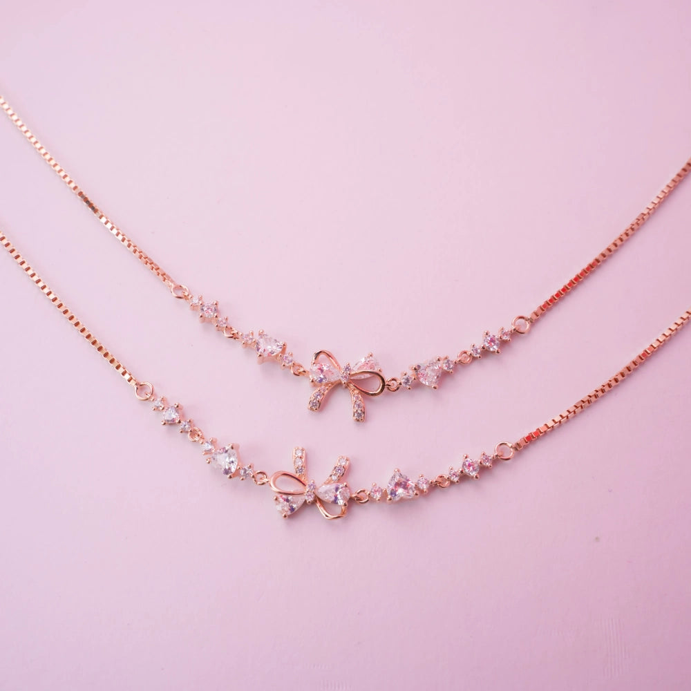 Crystal Bow Charm Anklet