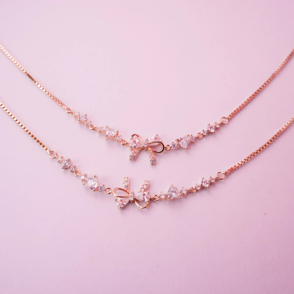 Crystal Bow Charm Anklet