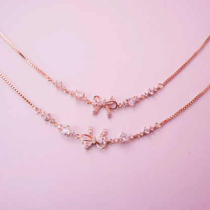 Crystal Bow Charm Anklet