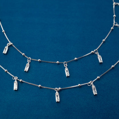 Silver Layered Charm Anklets