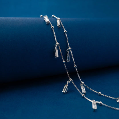 Silver Layered Charm Anklets
