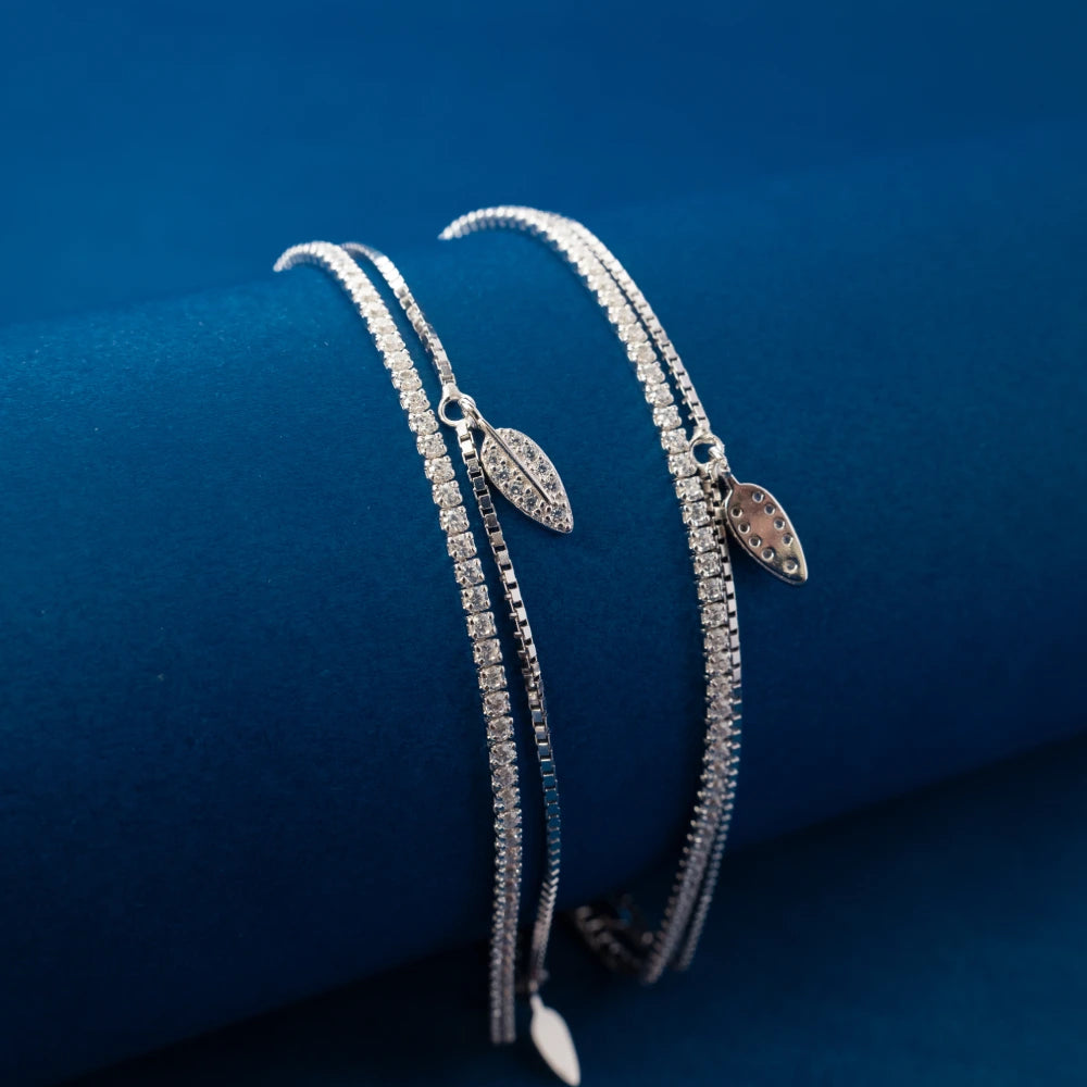 Silver Dangle Charm Anklets