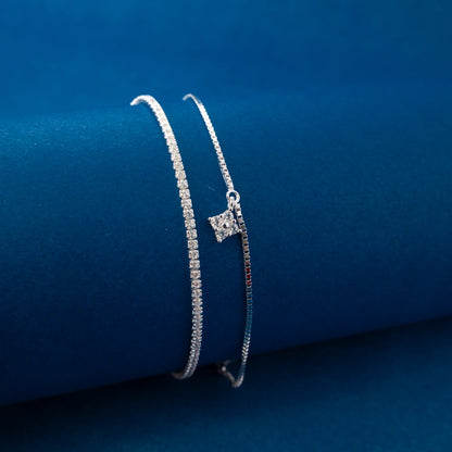 Silver Crystal Charm Anklets