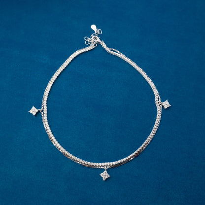 Silver Crystal Charm Anklets