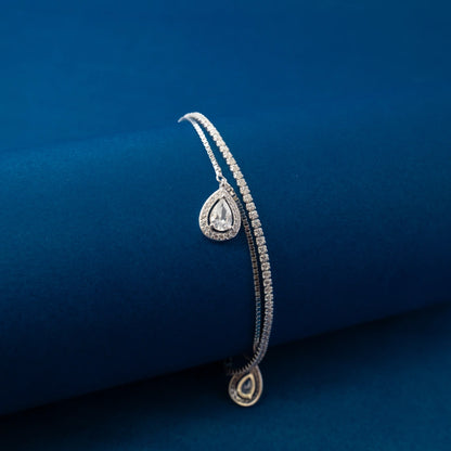 Silver Teardrop Charm Anklets