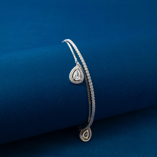 Silver Teardrop Charm Anklets