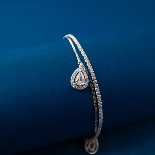 Silver Teardrop Charm Anklets
