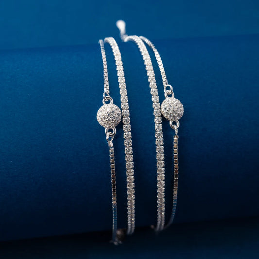 Silver Heart Crystal Anklets