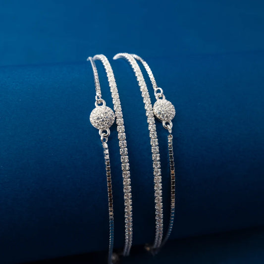 Silver Heart Crystal Anklets