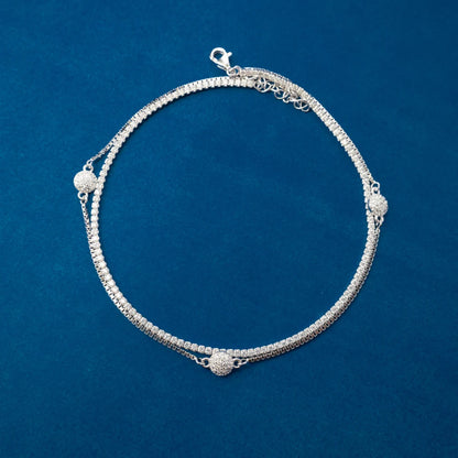 Silver Heart Crystal Anklets