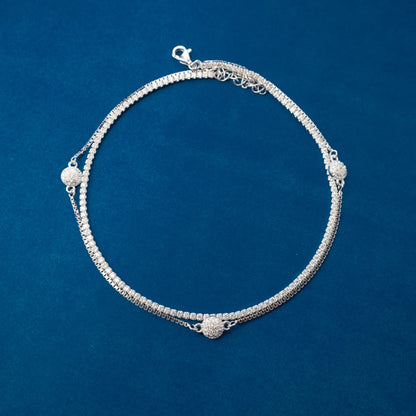 Silver Heart Crystal Anklets