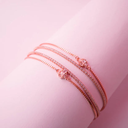 Rose Gold Crystal Tennis Anklet