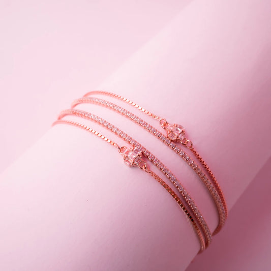 Rose Gold Crystal Tennis Anklet