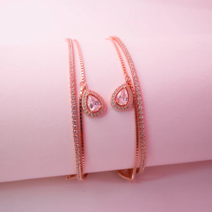 Rose Gold Teardrop Crystal Charm Anklets