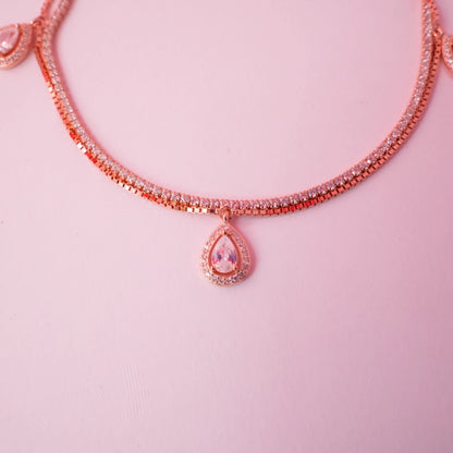 Rose Gold Teardrop Crystal Charm Anklets