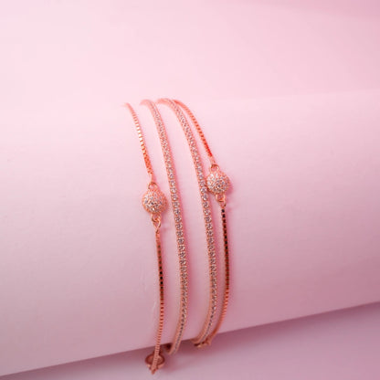 Rose Gold Crystal Tennis Charm Anklets