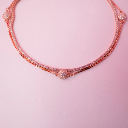 Rose Gold Crystal Tennis Charm Anklets