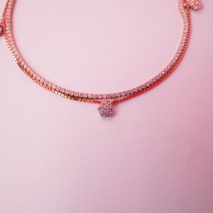 Rose Gold Crystal Flower Charm  Anklets
