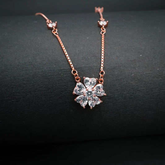 Sparkling Flower Diamond Pendant Necklace