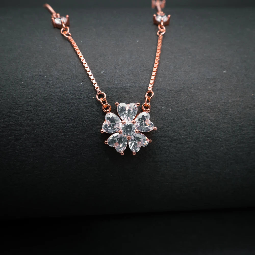 Sparkling Flower Diamond Pendant Necklace