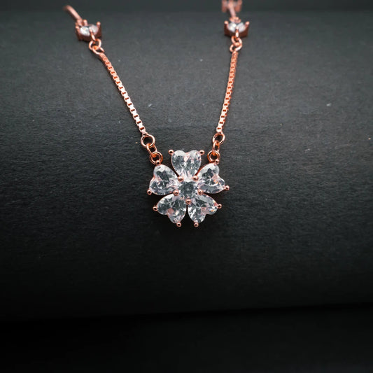 Sparkling Flower Diamond Pendant Necklace
