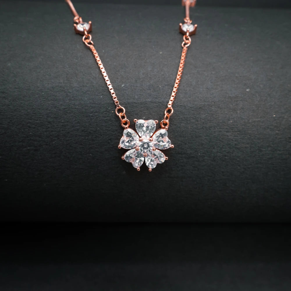 Sparkling Flower Diamond Pendant Necklace
