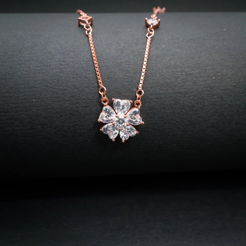 Sparkling Flower Diamond Pendant Necklace