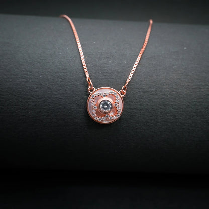 Round Solitaire Crystal Pendant Necklace