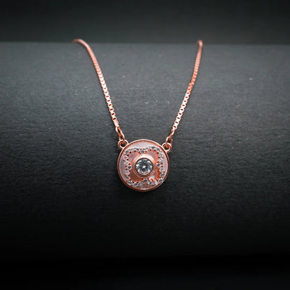 Round Solitaire Crystal Pendant Necklace