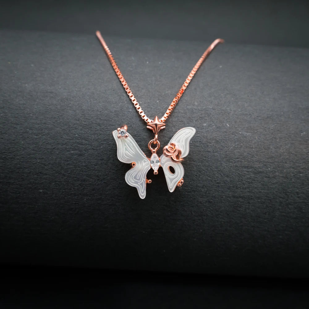 Rose Gold Butterfly Charm Necklace