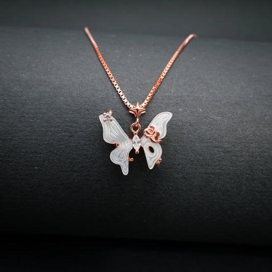 Rose Gold Butterfly Charm Necklace