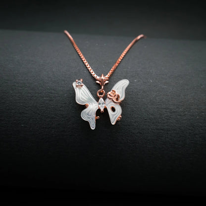 Rose Gold Butterfly Charm Necklace