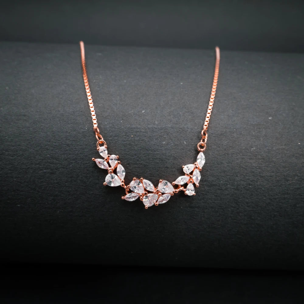 Rose Gold Leaf Crystal Necklace