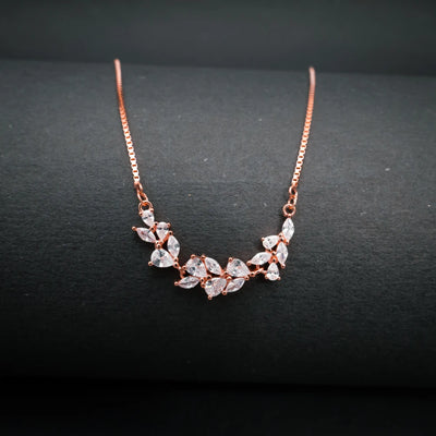 Rose Gold Leaf Crystal Necklace