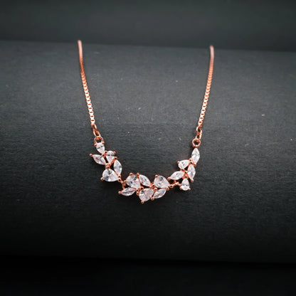 Rose Gold Leaf Crystal Necklace