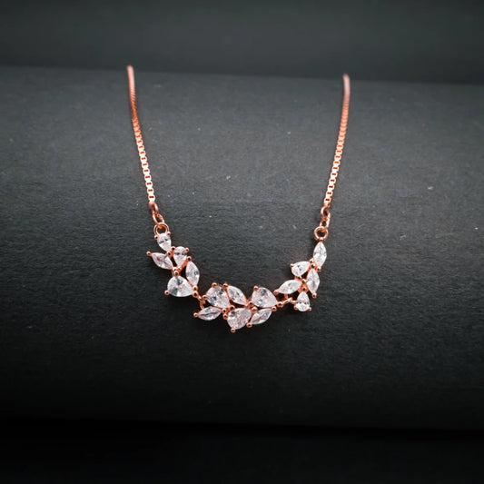 Rose Gold Leaf Crystal Necklace