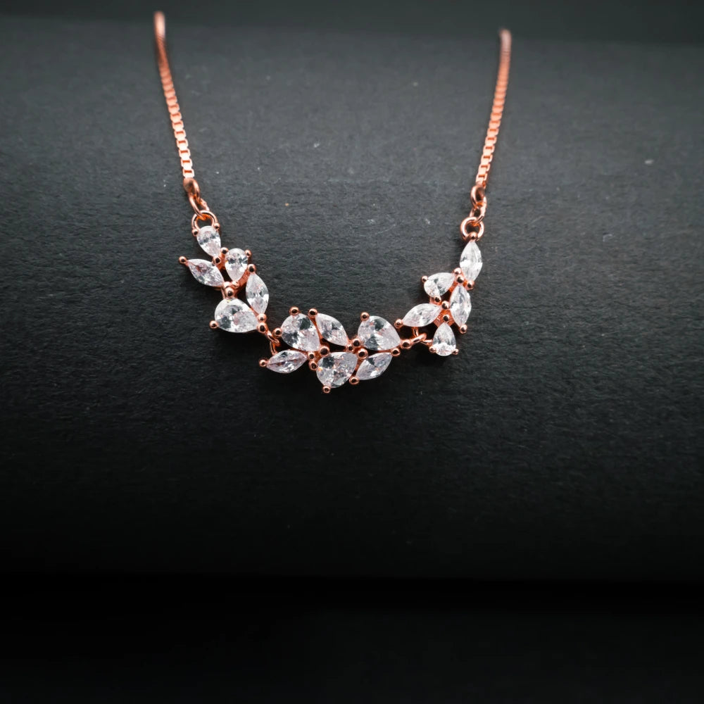 Rose Gold Leaf Crystal Necklace