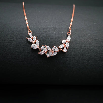 Rose Gold Leaf Crystal Necklace