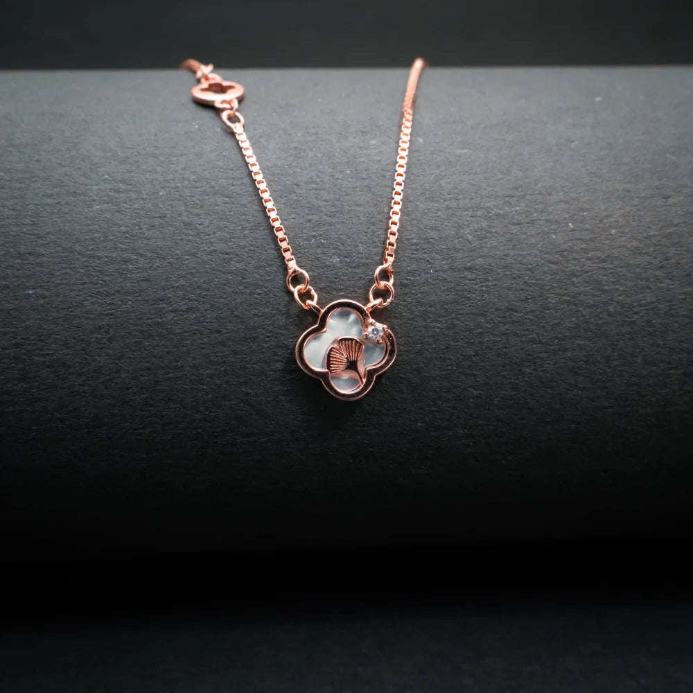 Rose Gold Clover Charm Necklace