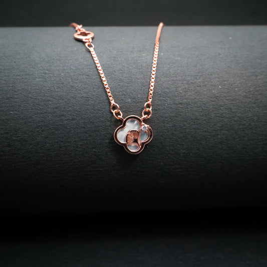 Rose Gold Clover Charm Necklace