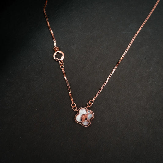 Rose Gold Clover Charm Necklace