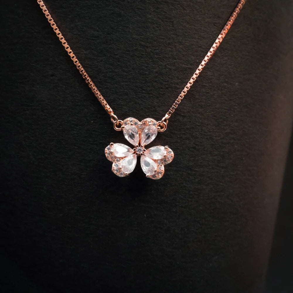 Elegant Butterfly Zircon Charm Necklace