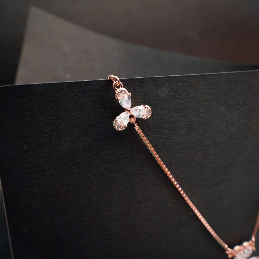 Elegant Butterfly Zircon Charm Necklace