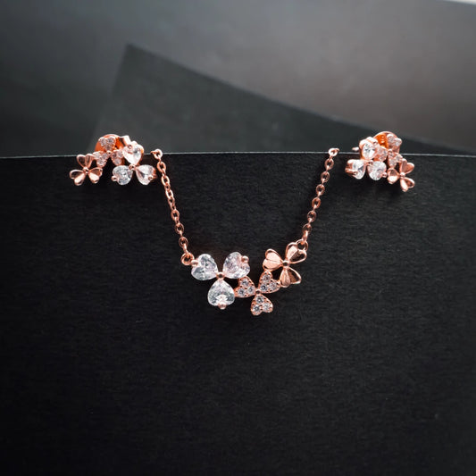 Rose Gold Butterfly Crystal Jewelry Set