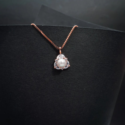 Elegant Pearl & Crystal Floral Pendant Set